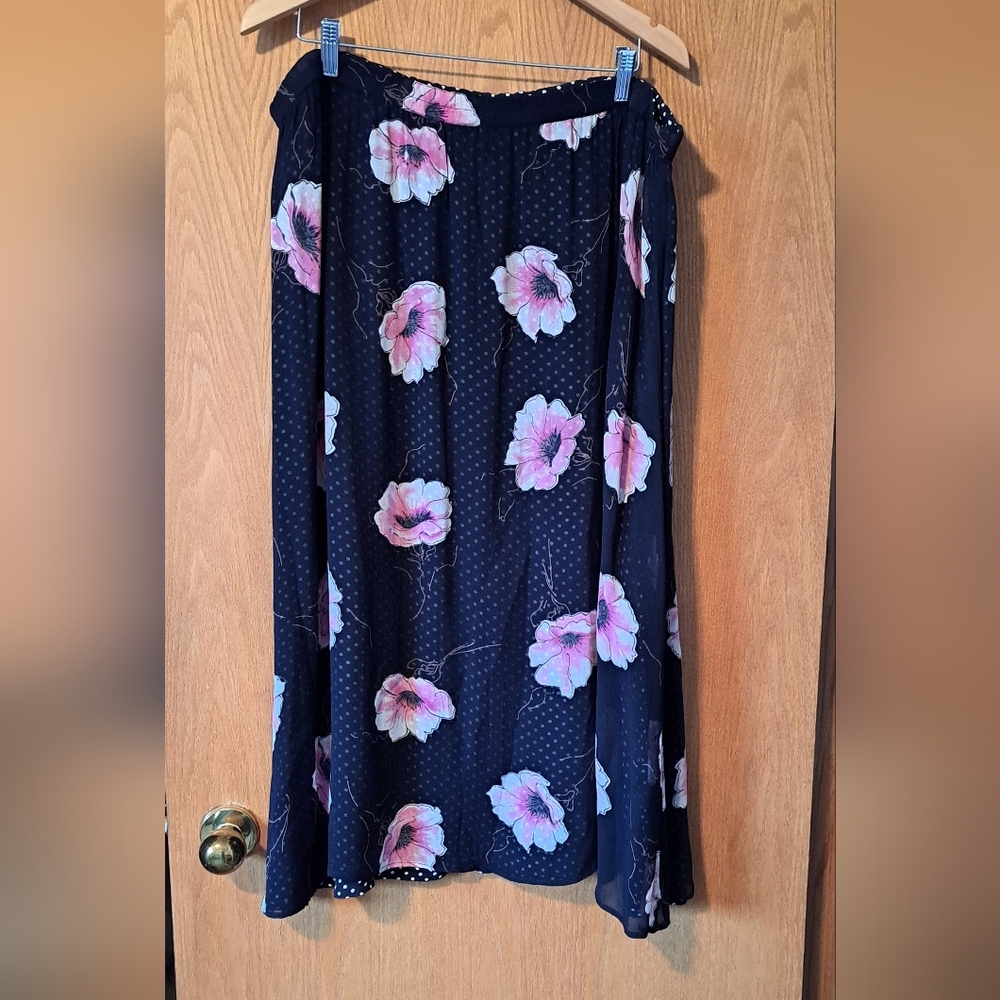Coldwater Creek Floral / Polka Dot Reversible Skirt